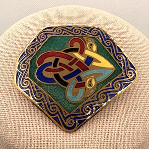 Vintage Tara Ware Dublin Ireland Celtic‎ Enamel Multi Color Bird Brooch Pin